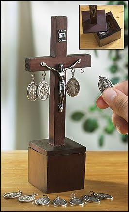 Special Intentions Wooden Cross Crucifix Hanging Patron Saint Medals