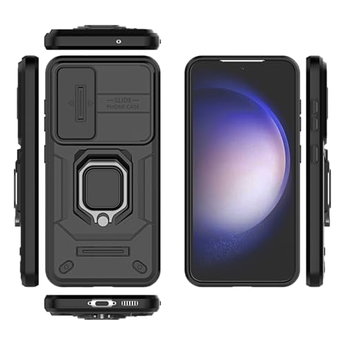 Image of SHINESTAR Tough Armor Samsung S23 5G Bumper Back Case Cover | Ring Holder & Sliding Camera Shield Cover | 360 Degree Protection Back Case Cover for Samsung Galaxy S23 5G (Black)