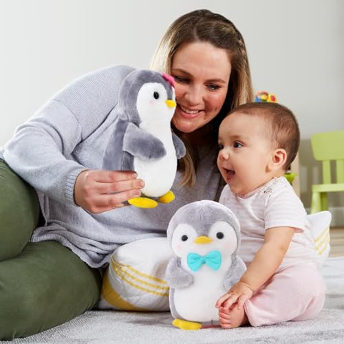 Aurasky Pinguin Kuscheltier Süß, Plüschtier Pinguin 25cm, Pinguin Stofftier zum Kuscheln & Spielen, Plüschpinguin Kissen Puppe Geschenk für Fans Kinder Mädchen Jungen(2-Teiliges)