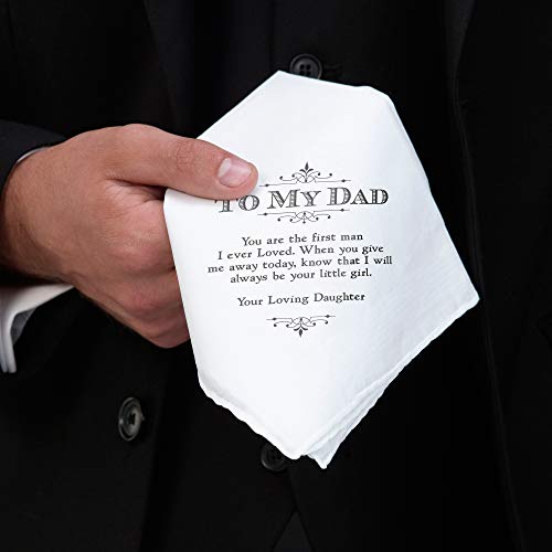 Lillian Rose White Dad Wedding Gift Cotton Keepsake Hankie, 7" #TOP3