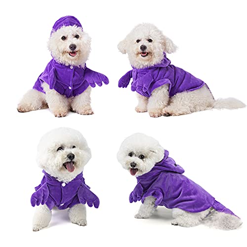 Yoption Dog Cat Purple Dinosaur Pet Costumes, Halloween Pet Puppy Cosplay Dress Hoodie Funny Clothes (L) #TOP25