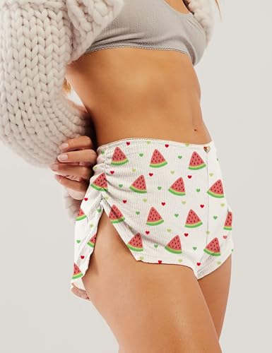Image of FaroDor Cute Micro Pajamas Shorts for Women Low Rise Side Slit Ruched Lounge Shorts Pj Bottoms