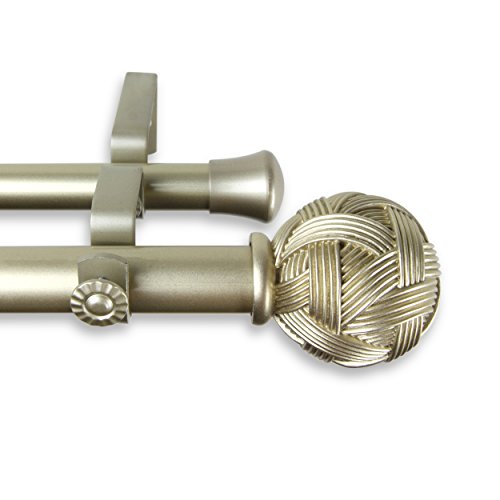 A&F Rod Décor - Peyton Double Curtain Rod 1 inch Diameter, 120-170 inch - Gold