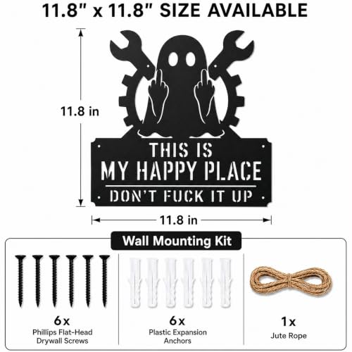 12In Happy Place Ghost Metal Sign, This Is My Happy Place Don't F It Up - image 2