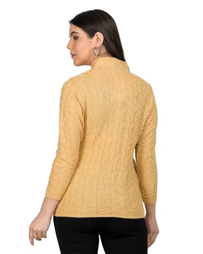 Image of Lady Willington Women Woolen Round Neck Self Design Cardigan Heavy Rainbow Fabric Cardigan Winter Wear Pure Wool Cardigan for Women Free Size Long Cotty Warm Cardigan Free Sizes