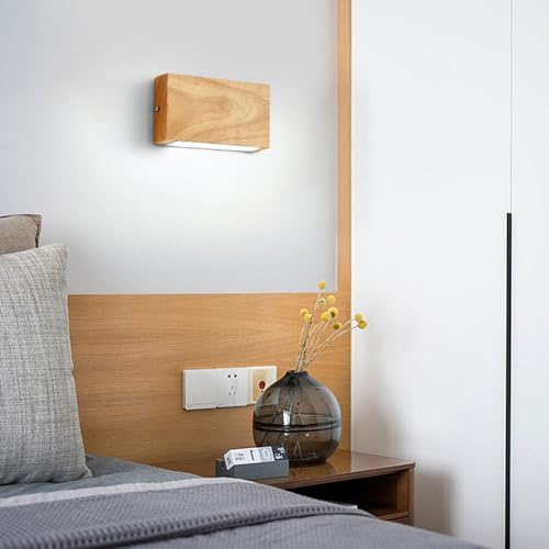 Aplique de pared rectangular de madera para iluminar zonas oscuras de forma elegante 2