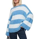 Aspect imprimé : les pulls tricotés pour femme conviennent à la plupart des femmes ; le motif rayé de couleurs contrastées crée une apparence charmante qui est très belle