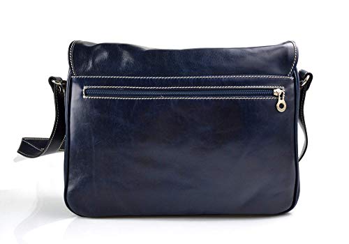 Sac messenger cuir bleu pour le travail et les trajets urbains à vélo