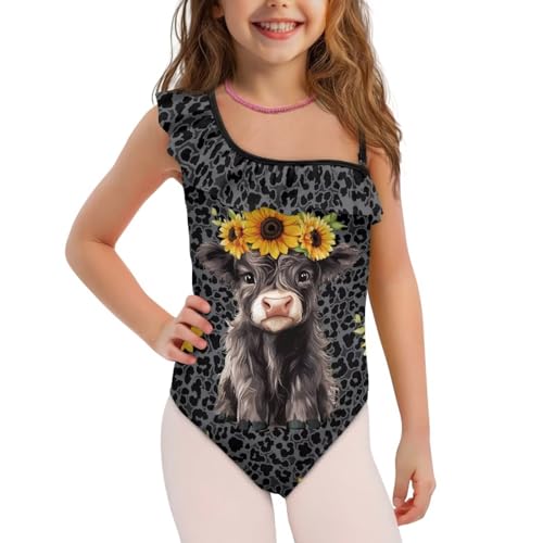 Bañador de una pieza para niñas Coloranimal con volantes infantiles para playa