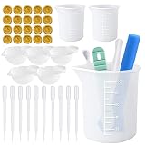 Harz Formen Werkzeugset - 100ml Silikon-Messbecher Set mit Rührstäbchen, Silikonspatel, Mischpaddel, Dosierbecher, Pipetten, Handschuhe - Ideal für Epoxidharz, Schmuckherstellung - Leicht zu reinigen