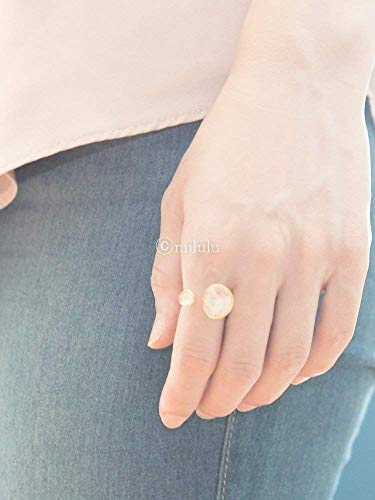 Double Stone Simulated Rose Quartz Open Circle Light Pink Ring #TOP3