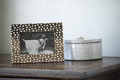 Foreside Home & Garden White Polka Dot Pattern 4X6 Inch Wood Decorative Picture Frame #TOP1