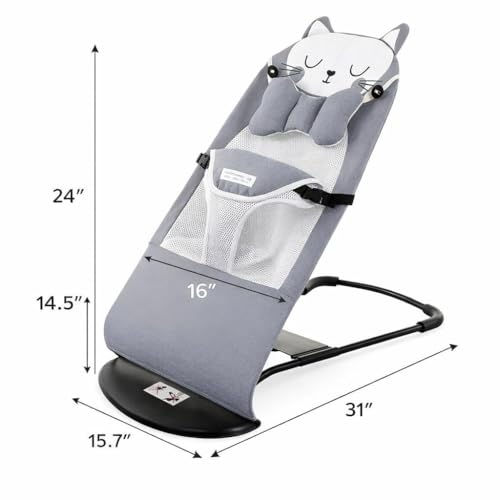 Image of SHIPHAPPENS Ergonomic Natural Baby Bouncer Rocking Chair with Multi-Position Recline | Portable Foldable Infant Seat with Safety Harness & Toy Bar | Suitable for Newborn to 12 Months.