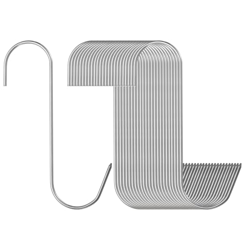 QUARKZMAN 24 piezas de Ganchos para Carne de 6 en Acero Inoxidable 304 Gancho de Carnicero en Forma de S para Colgar Asar Ahumar Costillas de Ternera Barbacoa (Carga Máxima 11 Libras)