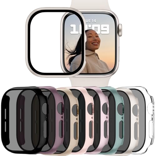Image of Adorve 8 Pack Privacy Case for Apple Watch Screen Protector 45mm Series 9 /8 /7, Full Protective Scratch Resistant Face Cover, Anti-Spy Ultra-Thin Bumper Case for iWatch 45 mm Accessories