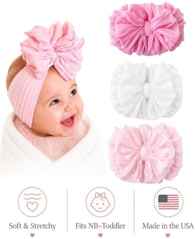 Baby Headbands 3-Pack Bubblegum, Ivory & Pink Bows, Newborn Girl — 사진 2