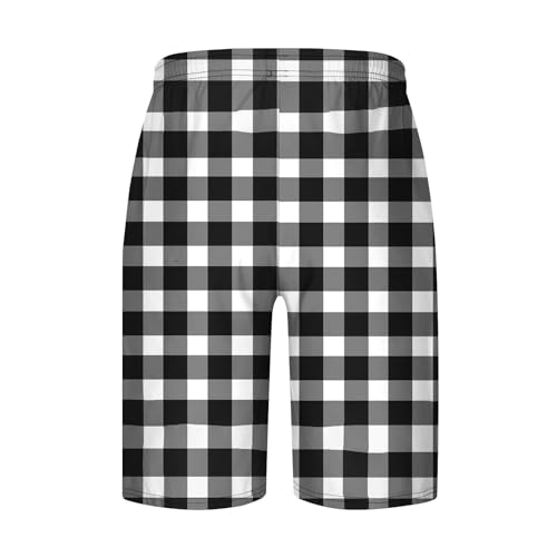Mens Plaid Pajama Shorts Casual Loose Beach Shorts Lounge Shorts Soft Comfy Sleepwear Short Pants3