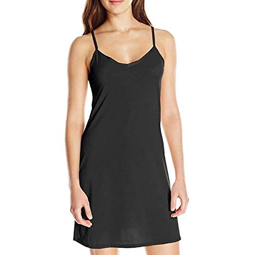 EUFANCE Mujer Enagua Larga de algodón Debajo de Las Tiras del Vestido Camisón Sexy Slip Mini Vestido Recto Elegante Cover
