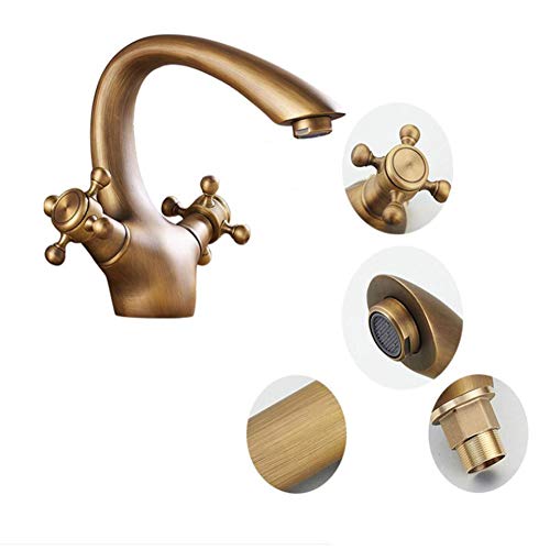Grifo de lavabo sin salpicaduras negro bimando para renovar baño antiguo 4