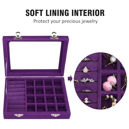 Image of Vicoter Rings Organizer Tray 7 Slots Velvet Jewelry Earring Storage Box