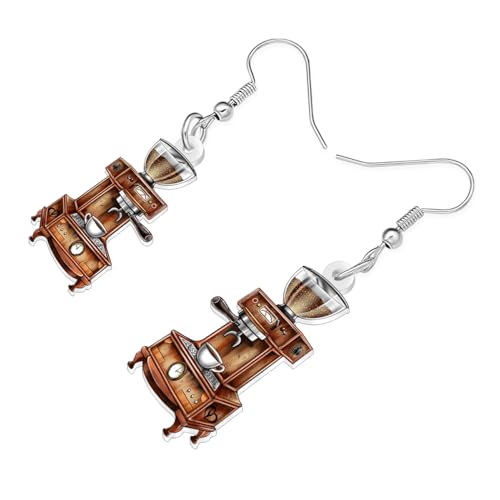 Image of BONSNY Acrylic Dangling Novelty Fun Black Coffee Machine Earrings Hypoallergenic Designer Jewelry Gifts For Women