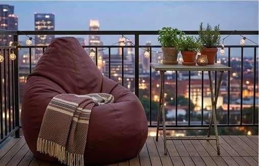 Image of 7 India Leatherette Bean Bag Without Beans| Comfortable Sofa Chair for Living Room, Bedroom & Office | Durable Double Stitch Bean Bag Seat only Cover Color Brown Size XXL