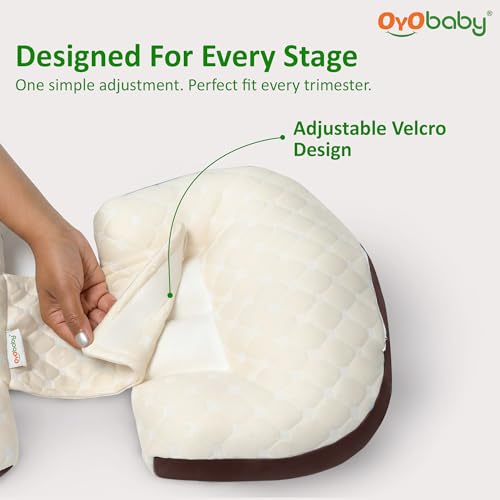 Image of OYO BABY Adjustable H-Shape Pregnancy Support Pillow | Velcro-Fit Back & Belly Support for Side Sleeping | Relieves Waist, Hip & Back Pain | Compact Maternity Body Pillow for Comfort - Coffee