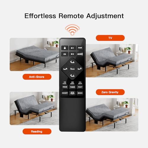 Amada Queen Adjustable Bed Frame and 14 Inch Cooling Gel Memory Foam Mattress Set, Massage, Electric Bed Base, Head & Foot Incline, Wireless Remote, USB Ports, LED Night Light, Medium Firm Support - Thumbnail 3