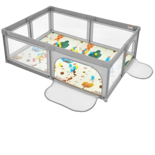 AIEBAO Cercado Grade Para Bebê, Grande, 150 x 180 x 65, Até 6 Anos, 48 Peças Para Montagem, Bolsa Pa