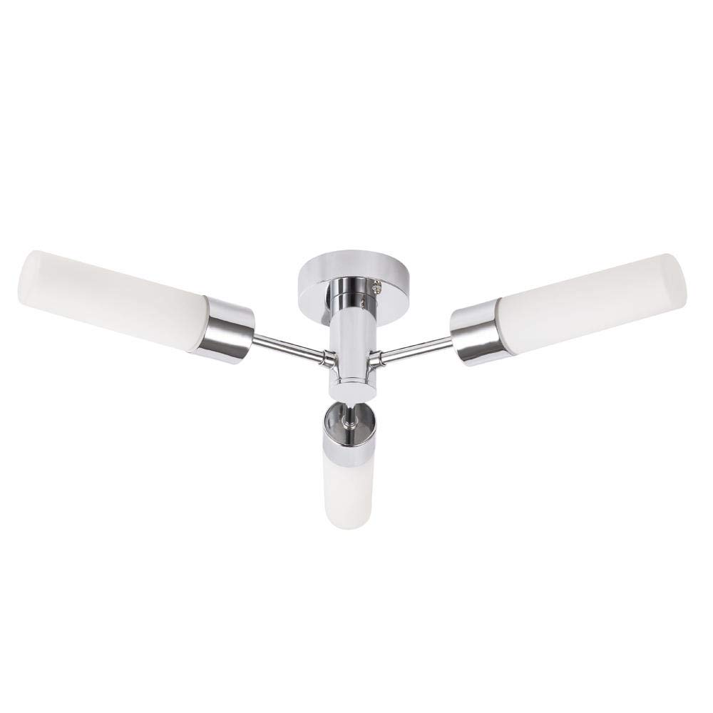 Litecraft Chrome Elena Ceiling Light Bathroom Semi Flush 3 Arm - Polished