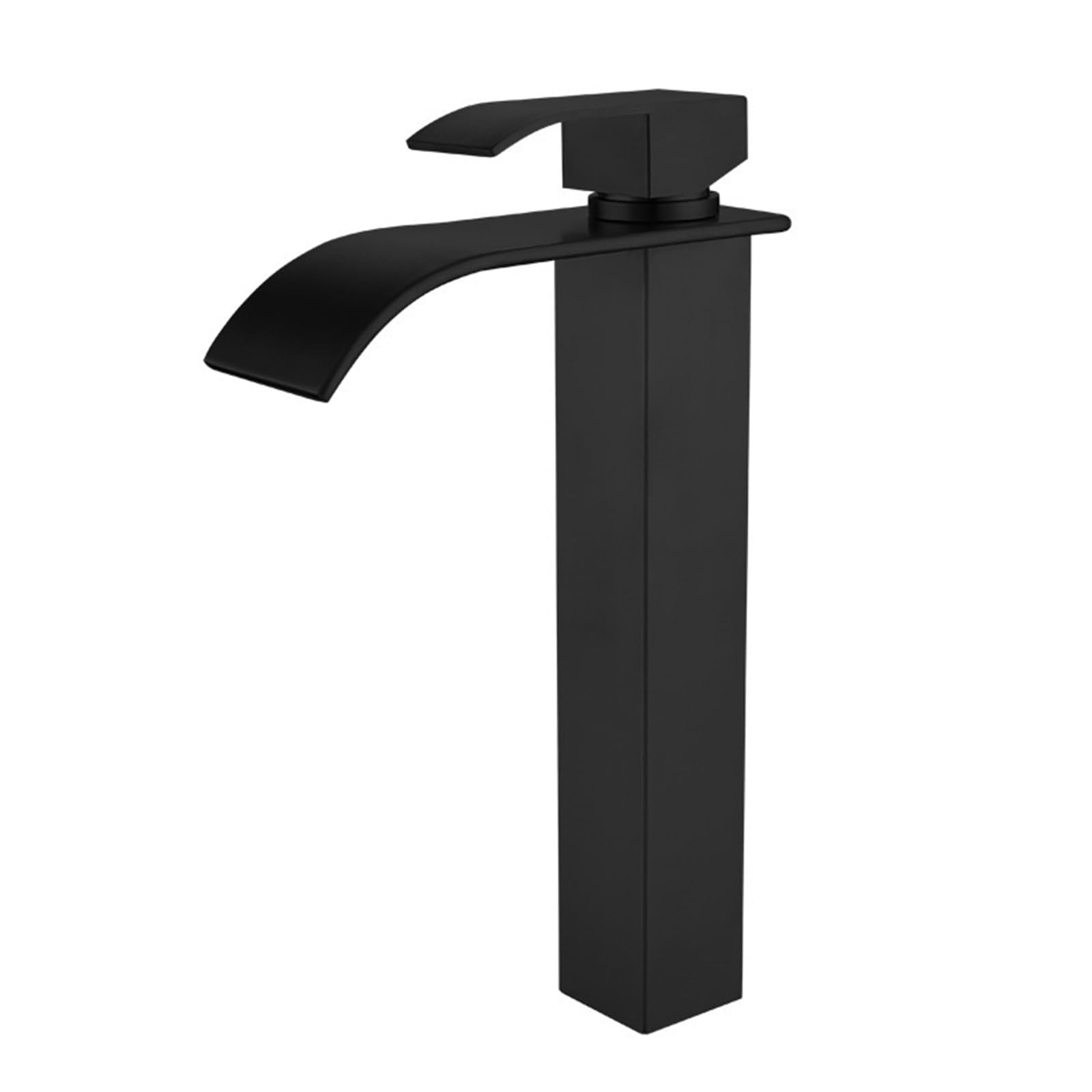 HCFYAUIS Bathroom Sink Mixer tap Waterfall Single Handle Hot & Cold Countertop Washbasin Mixer Tap Stainless Steel Bathroom Tap,Black,high