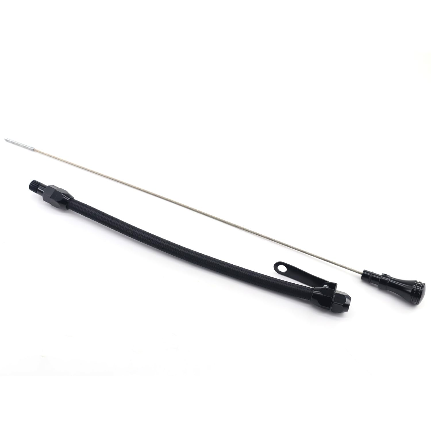 Flexible Oil Dipstick for Universal Engines, Compatible with Chevy Ford, 1/4" NPT Fitting, 20IN