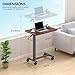 WOTURE Adjustable Overbed Table with Wheels, Bedside Rolling Table, Pneumatic Height Adjustment, Hospital Bed Table on Wheels, Standing Desk, Bedridden & Mobility Needs, Walnut