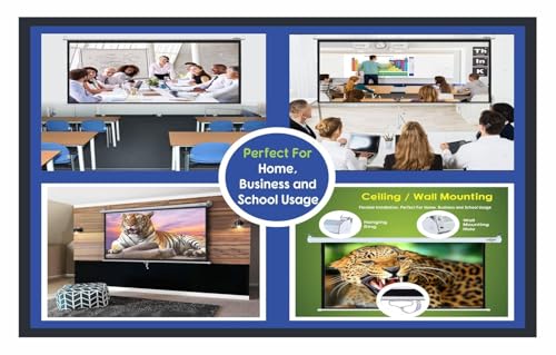 Image of Inlight Manual Wall Autolock Pull Down Projector Screen, 67x38 Inches, | 77 inch Diagonal 16:9 Aspect Ratio, Supports 1080P, UHD-3D-4K Technology(White)