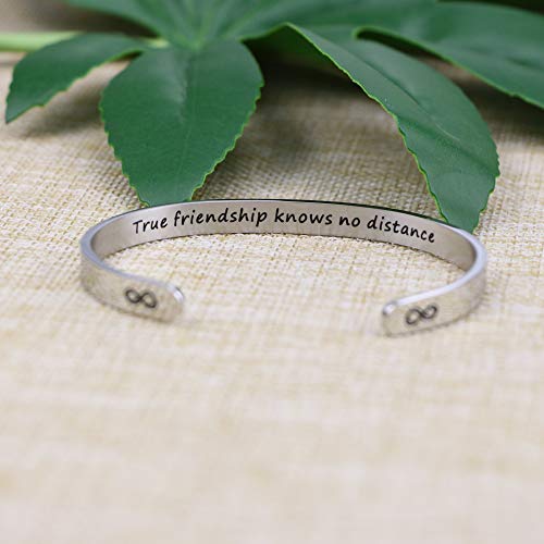 Joycuff Best Friend Bracelet Long Distance Friendship Gifts For Her True Friendship Knows No Distance Mantra Cuff Bangle #TOP1