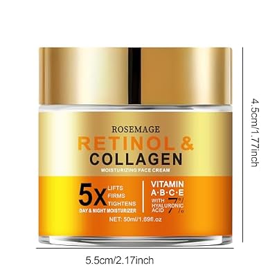 Retinol Cream for Face with Hyaluronic Acid, Anti Aging Wrinkle Cream for Women and Men, Day and Night Collagen Moisturizer to Minimize Wrinkles, Dryness