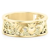 14K Yellow Gold Men's Celtic Claddagh Band Ring by JEWLR