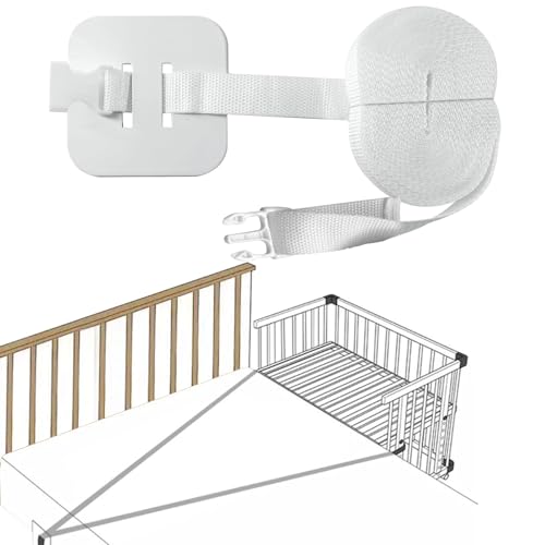Suevut Kit Colecho Correa para Cuna de Bebé 8M, Fijación Segura de Cuna Auxiliar, Protector Cuna y Accesorio de Cama Universal para Mantener la Cuna Estable, Blanco