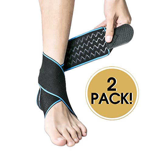 Ankle Support 2 Pack, Adjustable Wrap Stabilizer Brace for Men & Women, Use
