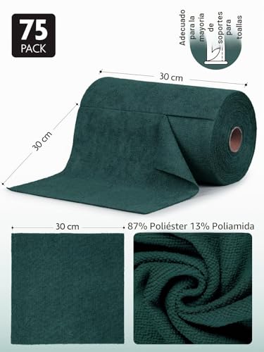 Miniatura 6 de Fantasticlean Rollo De Paño De Microfibra - 75 Unidades, Paños De Limpieza Rasgables, Trapos Reutilizables Y Sin Pelusas, Para El Coche, La Cocina Y El Hogar 30 X 30 Cm - Verde Bosque