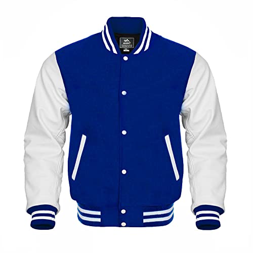Baseball Jacket Varsity Letterman Jackets Genuine Leather Sleeves & 37 Team Colors Original Wool