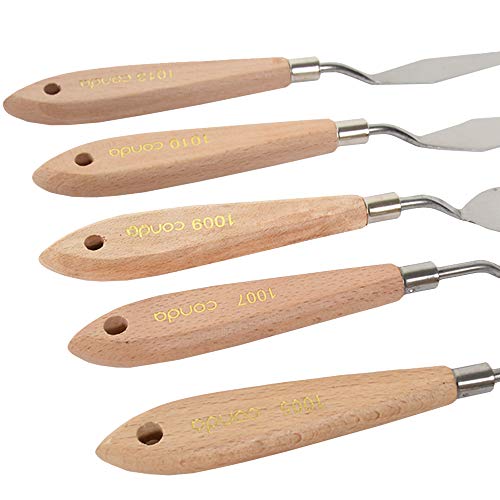 CONDA 11 Piece Stainless Steel Spatula Palette Knife Professional Palette Knife Painting Wood Handle - Thumbnail 3