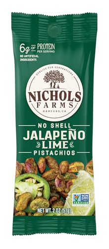 Image of Nichols Farms Roasted with Sea Salt No Shell Pistachios, Kosher, USDA Certified Organic, Non-GMO, 6 Oz (Pack of 3)