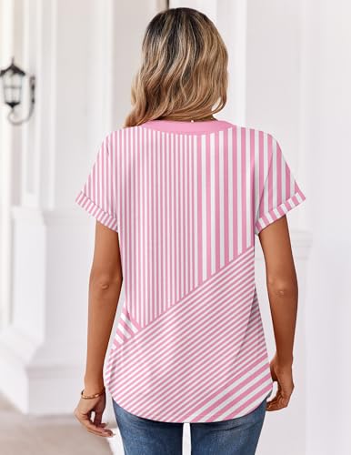 Image of Zeagoo Womens Tops Short Sleeve Summer V Neck Shirts Work Blouses Business Outfits Fashion Clothing