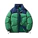 Waterproof Jackets For Men, Men's Color Block Puffer Jacket Thickened Stand Collar Oversized Warm Winter Coat Zip Up Casual Ski Mens Rain Coat Shacket Drive (M, Green)