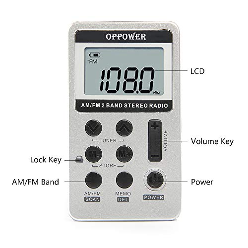 Pocket Portable Am/Fm Radio Digital Tuning Transistor Radio - Personal Mini Stereo Radio With Earphone And Rechargeable Battery For Walk(Silver) #TOP2