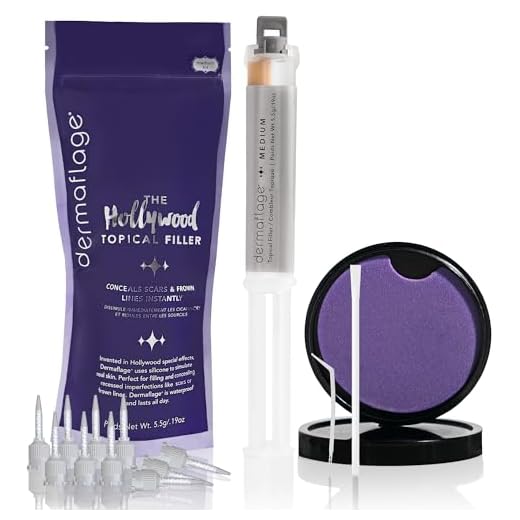 Dermaflage Scar Filler Kit - Medium - Deep Scar Cover and Waterproof Concealer for Acne Scars Wrinkles, and Ice Pick Scars Makeup, 1 mo supply