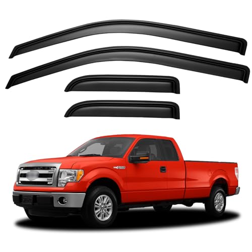 Window Visors Rain Guards for 2004-2014 Ford F150 SuperCab, Out-Channel Window Vent Wind Deflectors Visors Shades for 04-14 F-150 Extended Cab