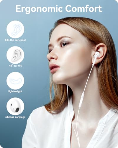 Confezione Da 2 Auricolari In-Ear Certificati Mfi Per Iphone, Audio Stereo Hifi, Microfono Integrato E Controllo Del Volume, Compatibili Con Iphone 14/Pro Max/Pro/13/12/11/Se/Xs/Xr/8/7/Plus - 3