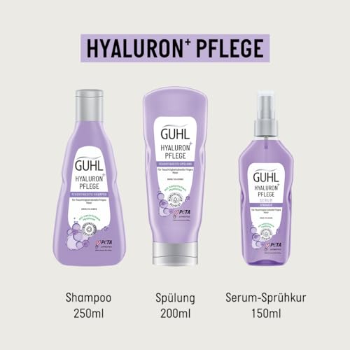 Guhl Hyaluron+ Pflege Feuchtigkeits-Shampoo - Inhalt: 250 ml - Ohne Silikone - Mit natürlichem Hyaluron - Intensive Feuchtigkeit & Pflege
